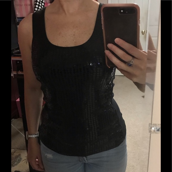 Express Tops - 🌹Express black sequin tank top🌹